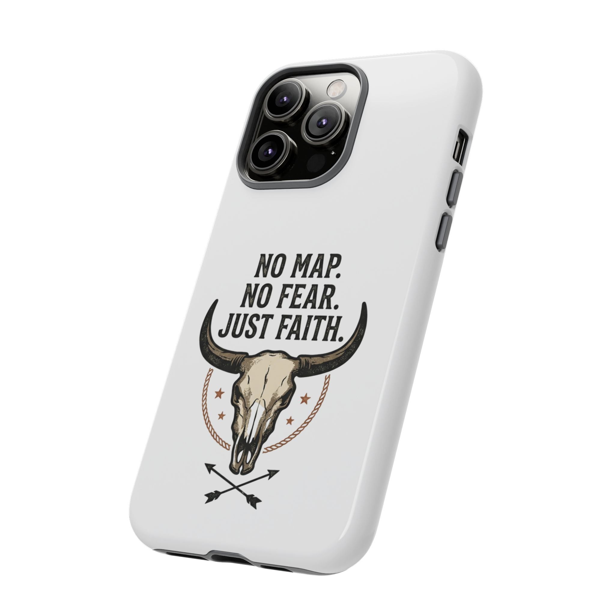 Phone Case — "No Map. No Fear. Just Faith." Skull Design