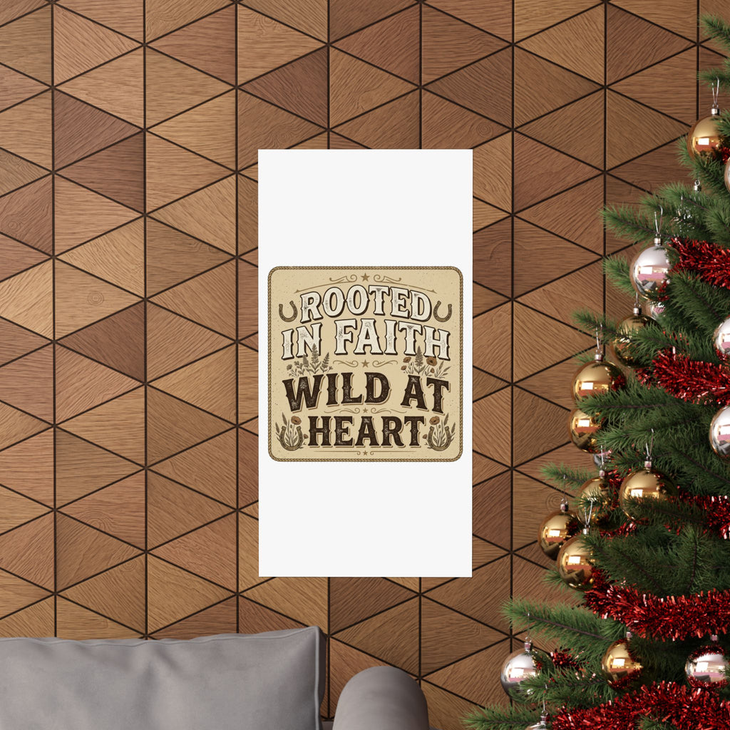 Rooted in Faith, Wild at Heart Matte Poster — Rustic Inspirational Wall Art
