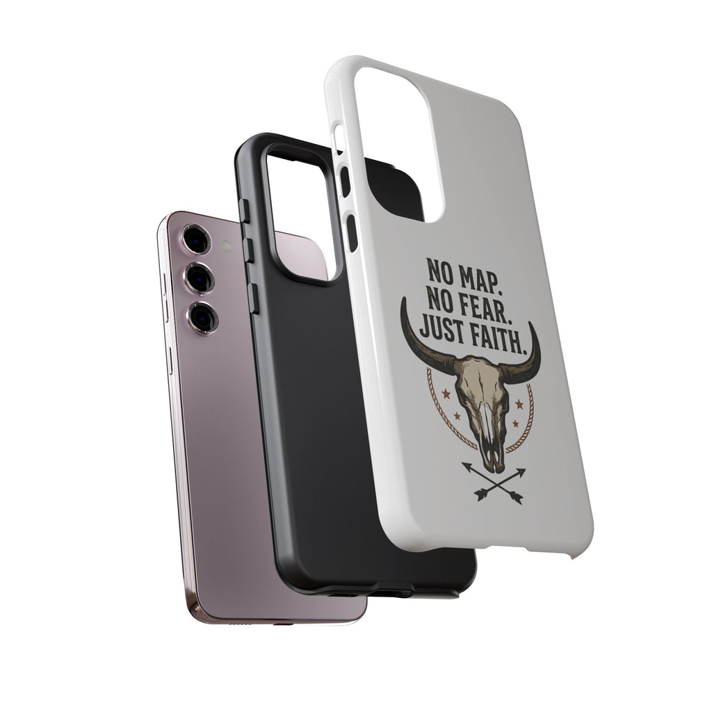Phone Case — "No Map. No Fear. Just Faith." Skull Design