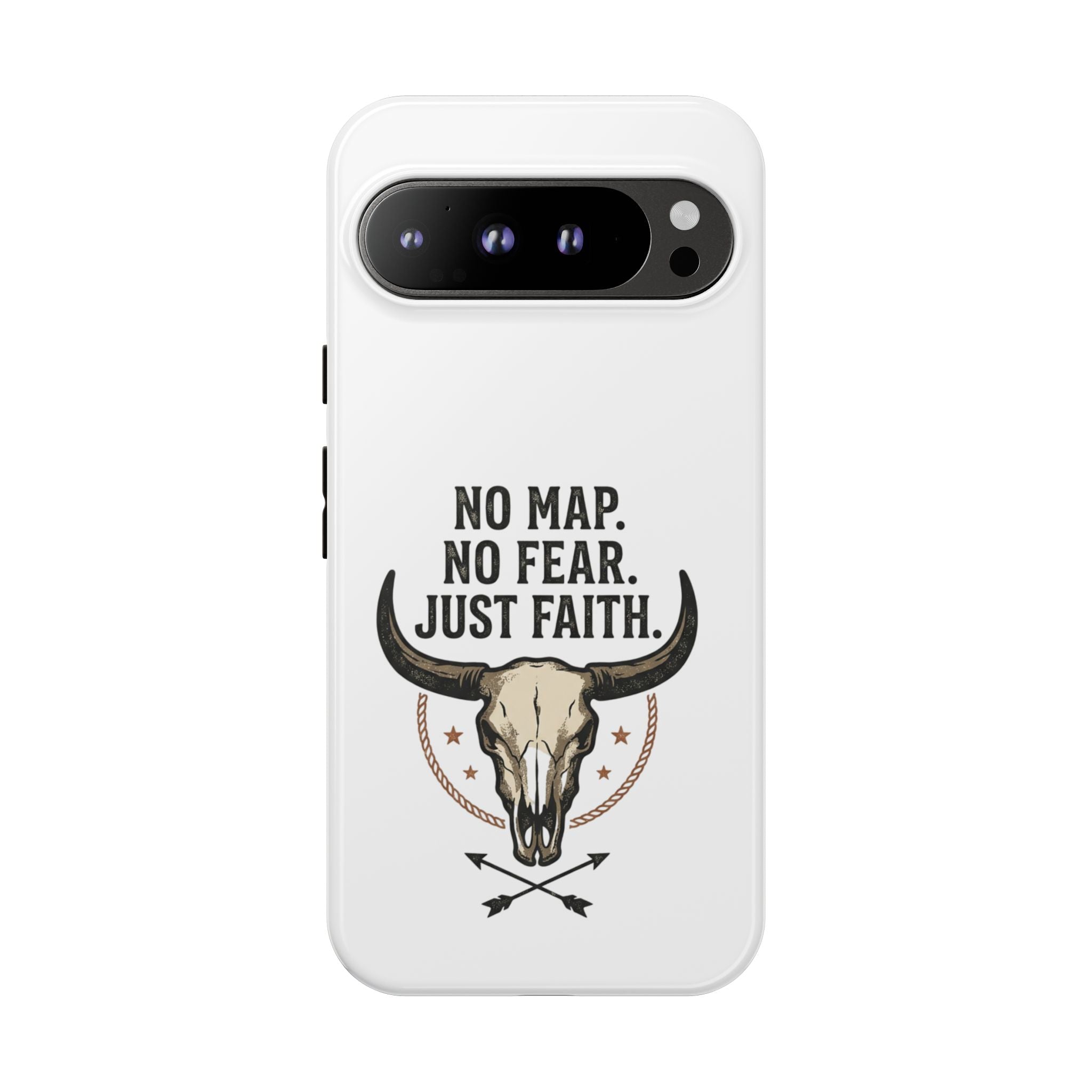 Phone Case — "No Map. No Fear. Just Faith." Skull Design