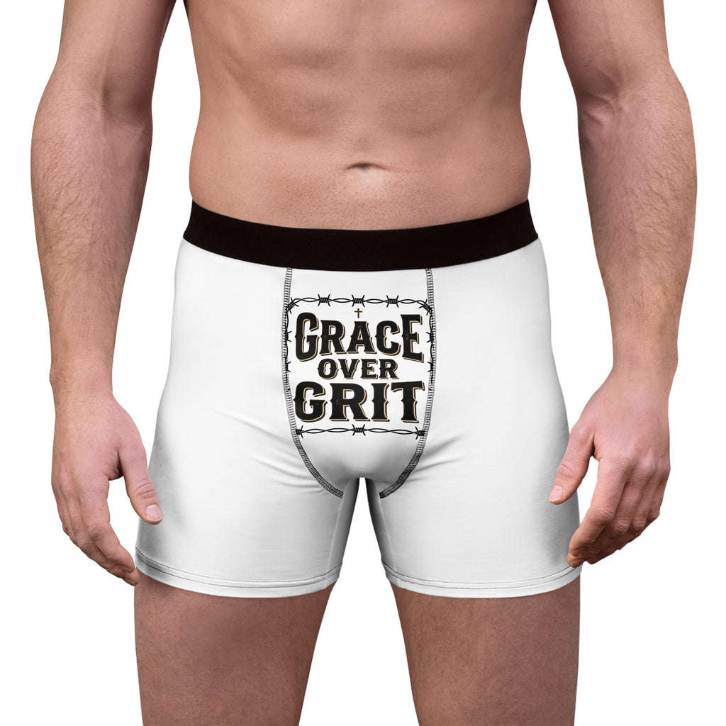Grace Over Grit Boxer Briefs — Men's Inspirational Printed Underwear