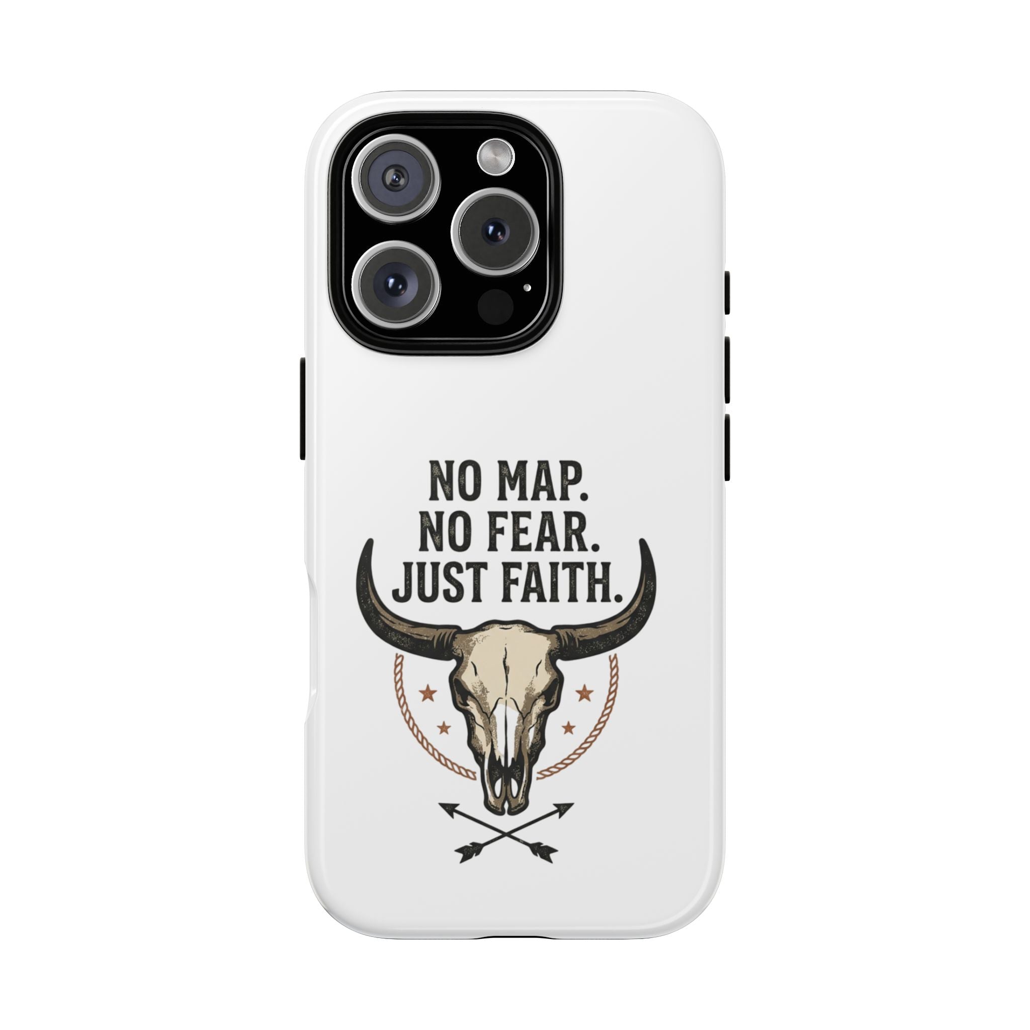 Phone Case — "No Map. No Fear. Just Faith." Skull Design