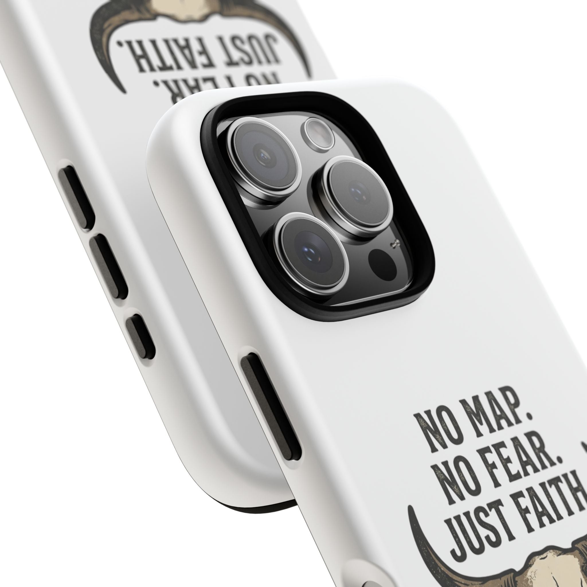 Phone Case — "No Map. No Fear. Just Faith." Skull Design