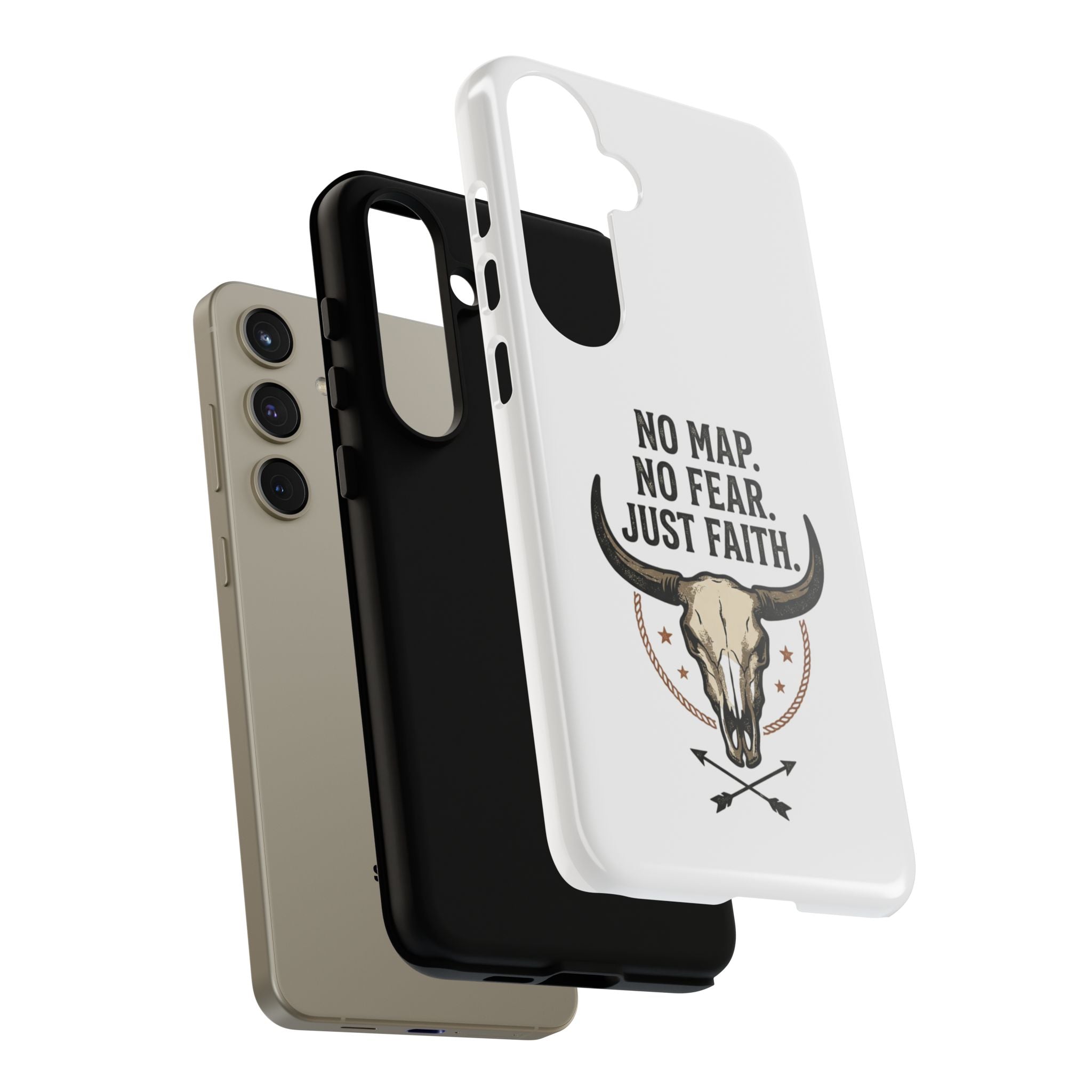 Phone Case — "No Map. No Fear. Just Faith." Skull Design