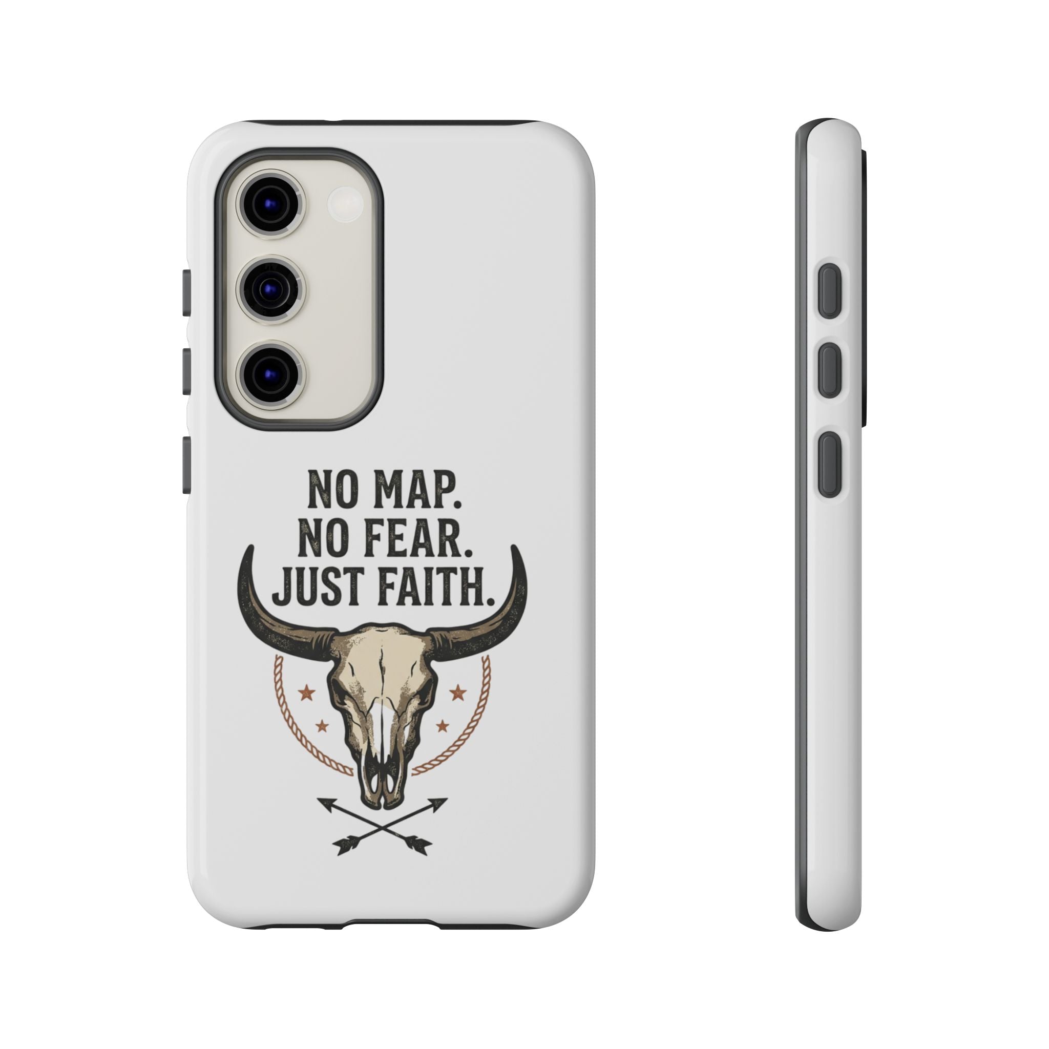 Phone Case — "No Map. No Fear. Just Faith." Skull Design