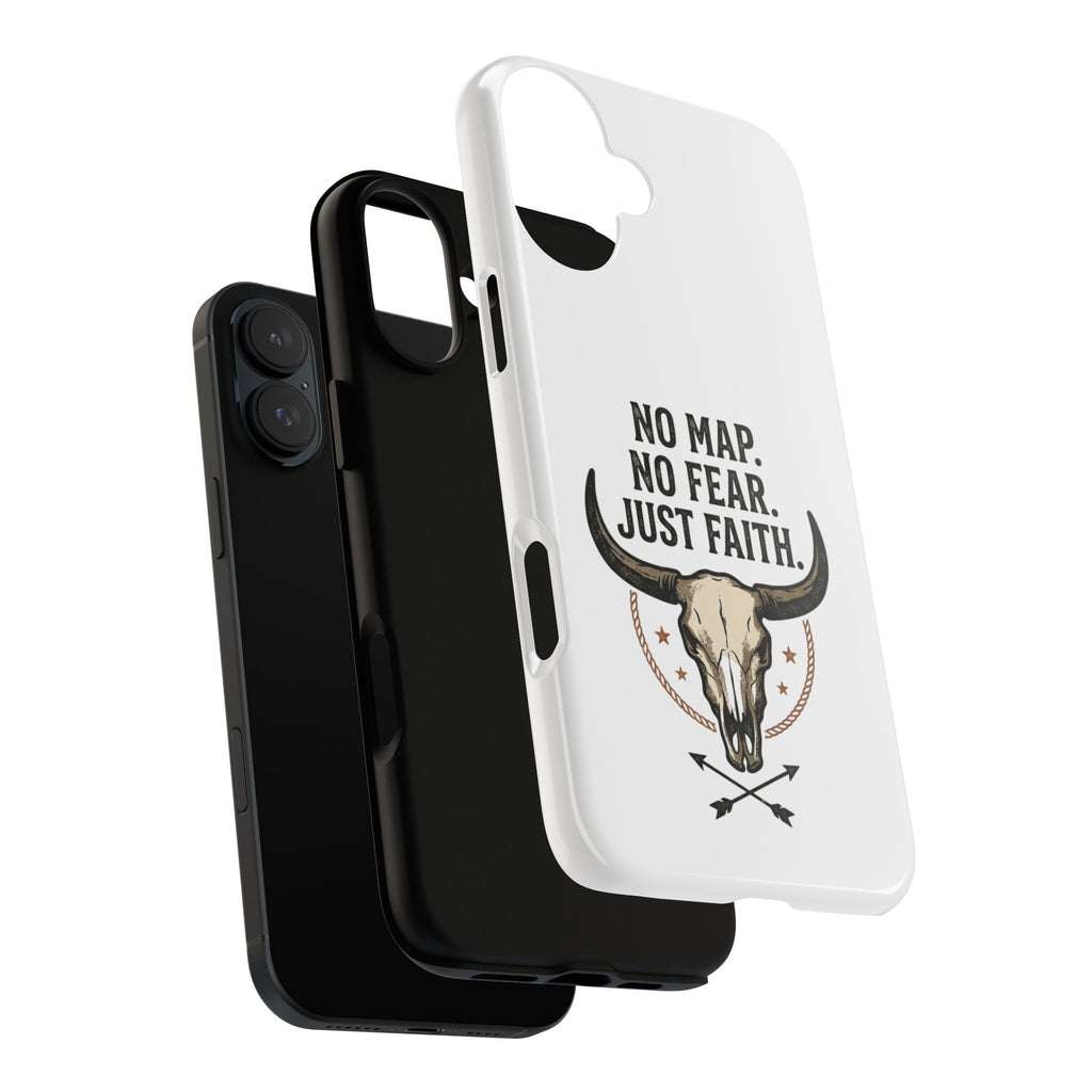 Phone Case — "No Map. No Fear. Just Faith." Skull Design