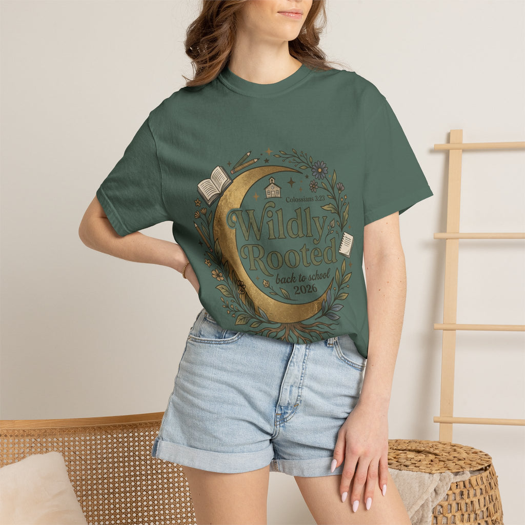Wildly Rooted Back to School T-Shirt — Botanical Moon Design (2026)