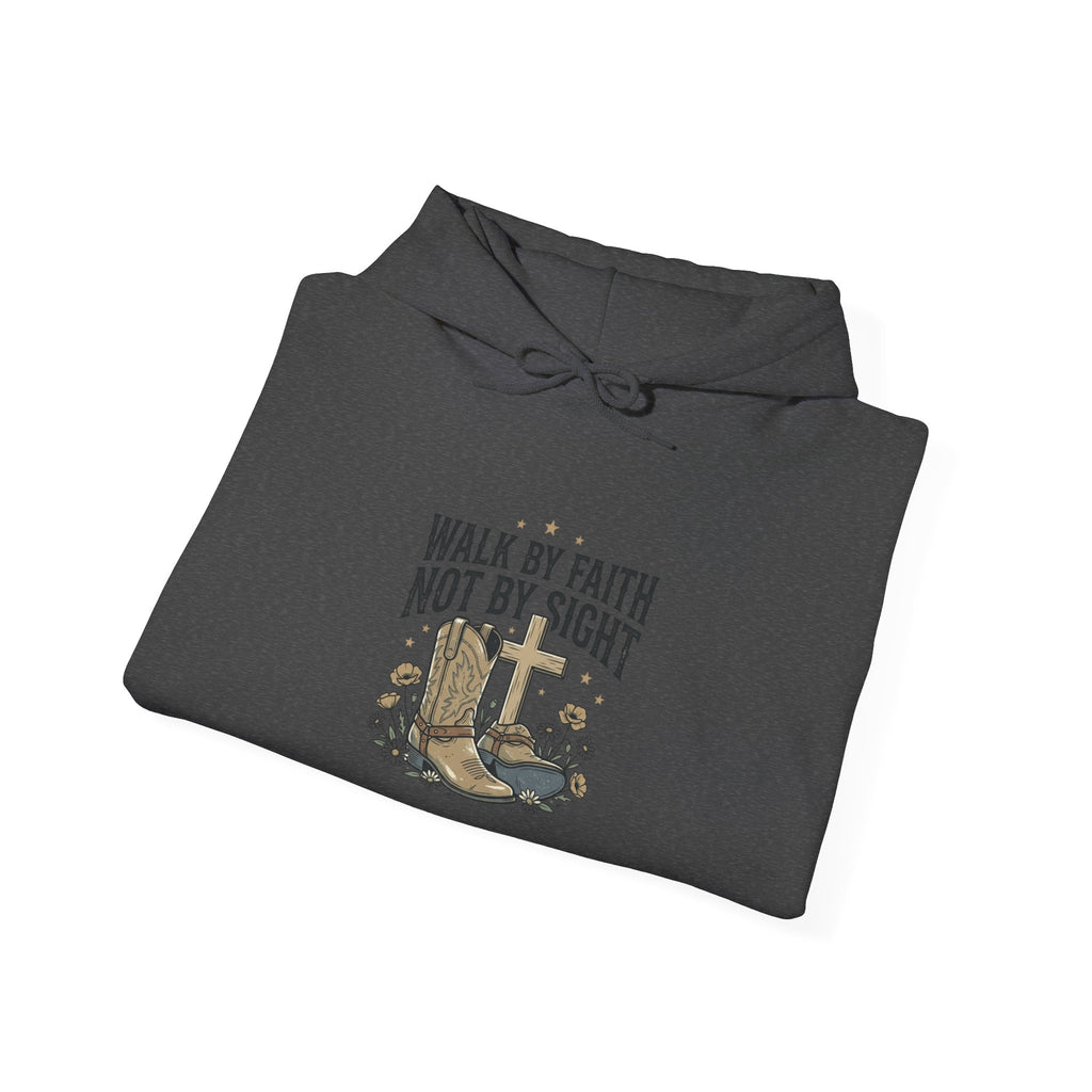 Faith Cowboy Hoodie — "Walk by Faith Not by Sight" Christian Western Sweatshirt