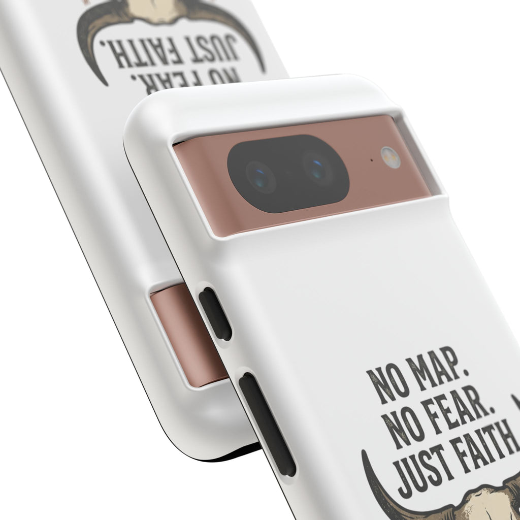 Phone Case — "No Map. No Fear. Just Faith." Skull Design