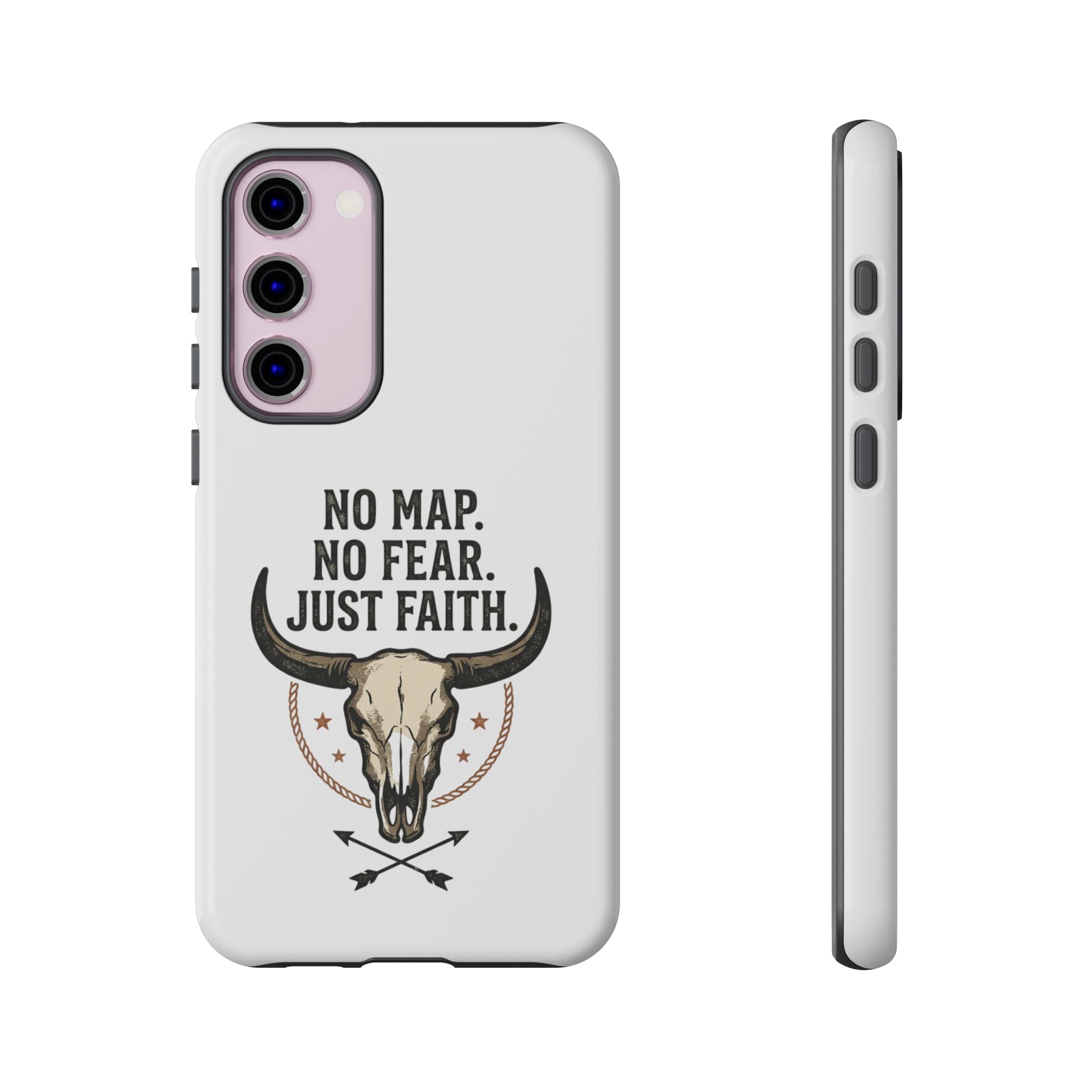 Phone Case — "No Map. No Fear. Just Faith." Skull Design