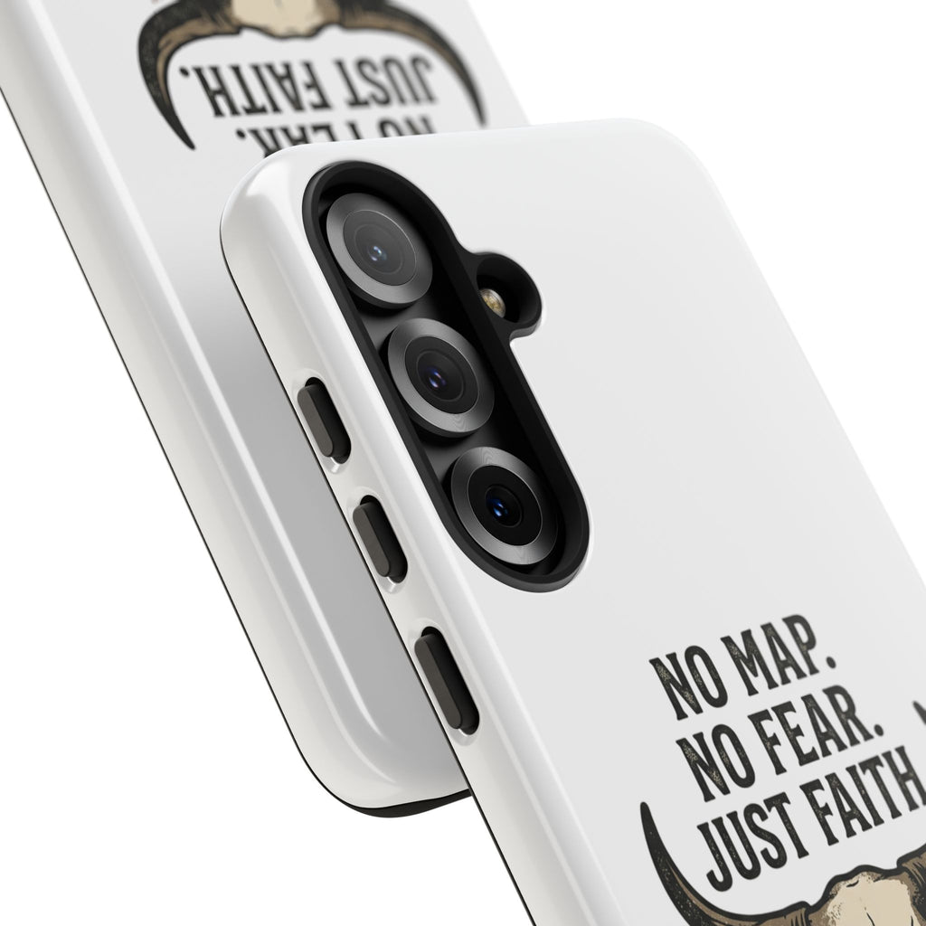 Phone Case — "No Map. No Fear. Just Faith." Skull Design