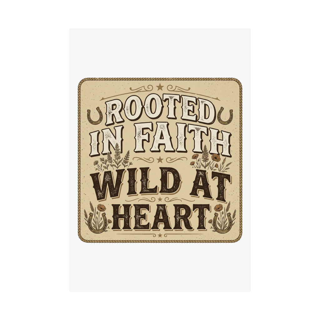 Rooted in Faith, Wild at Heart Matte Poster — Rustic Inspirational Wall Art