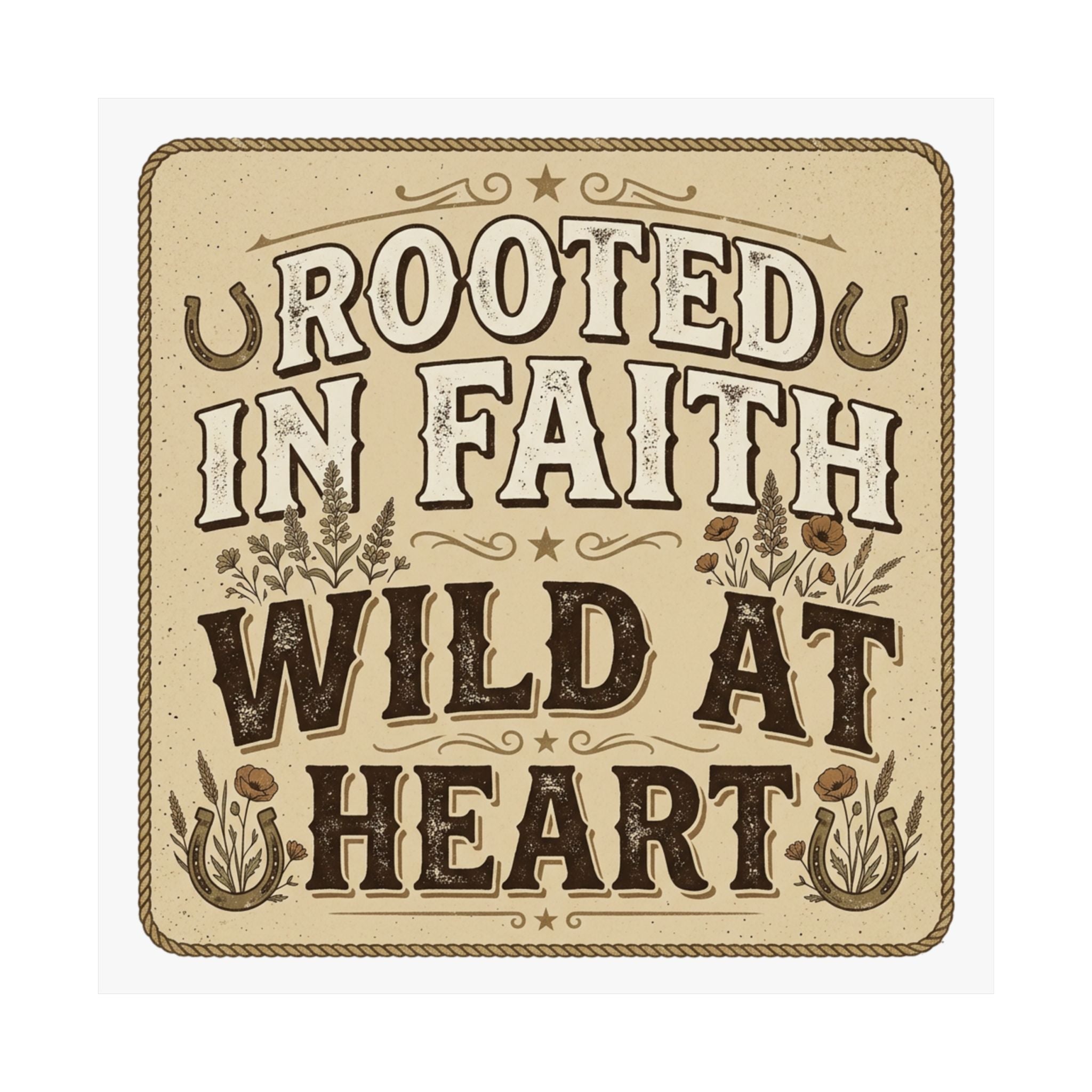 Rooted in Faith, Wild at Heart Matte Poster — Rustic Inspirational Wall Art