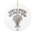 Heart Ceramic Ornament - “Home Is Where The Roots Grow” Floral Keepsake