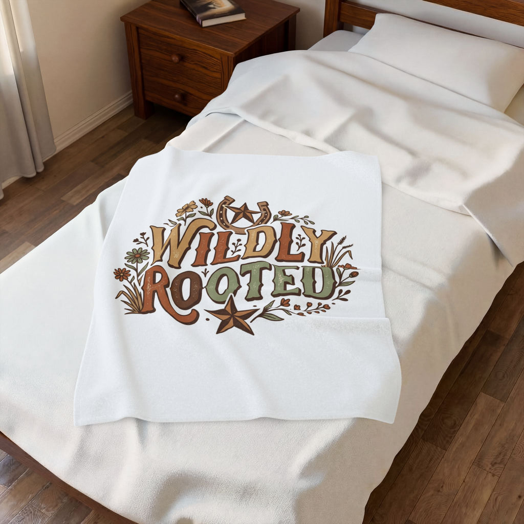 Velveteen Plush Blanket – “Wildly Rooted” Boho Western Throw
