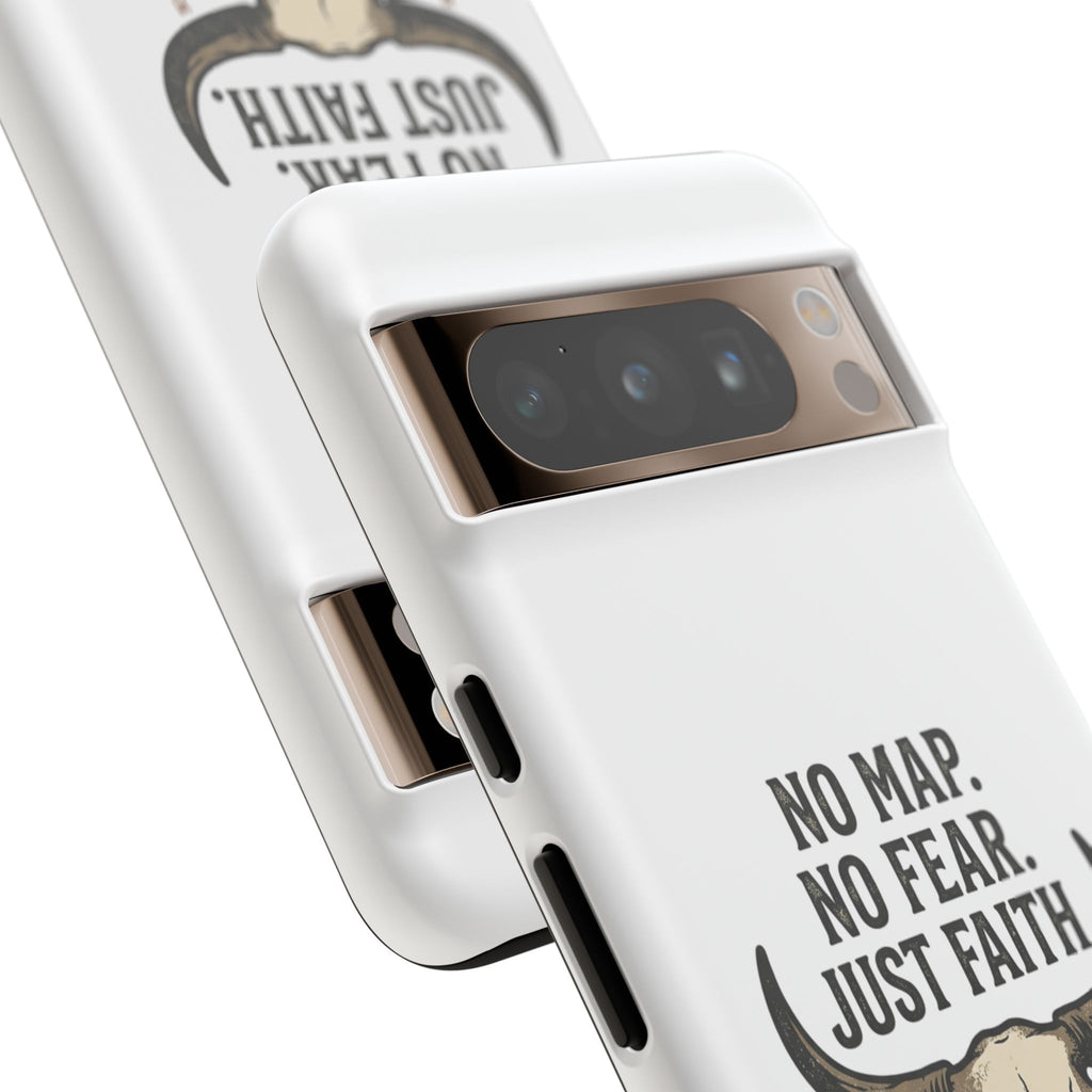 Phone Case — "No Map. No Fear. Just Faith." Skull Design