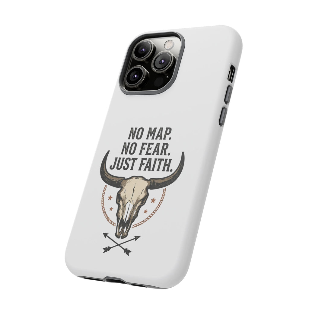 Phone Case — "No Map. No Fear. Just Faith." Skull Design
