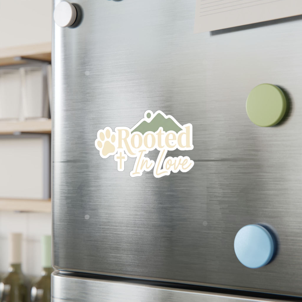 Rooted In Love Paw & Mountain Vinyl Sticker — Kiss-Cut Decal