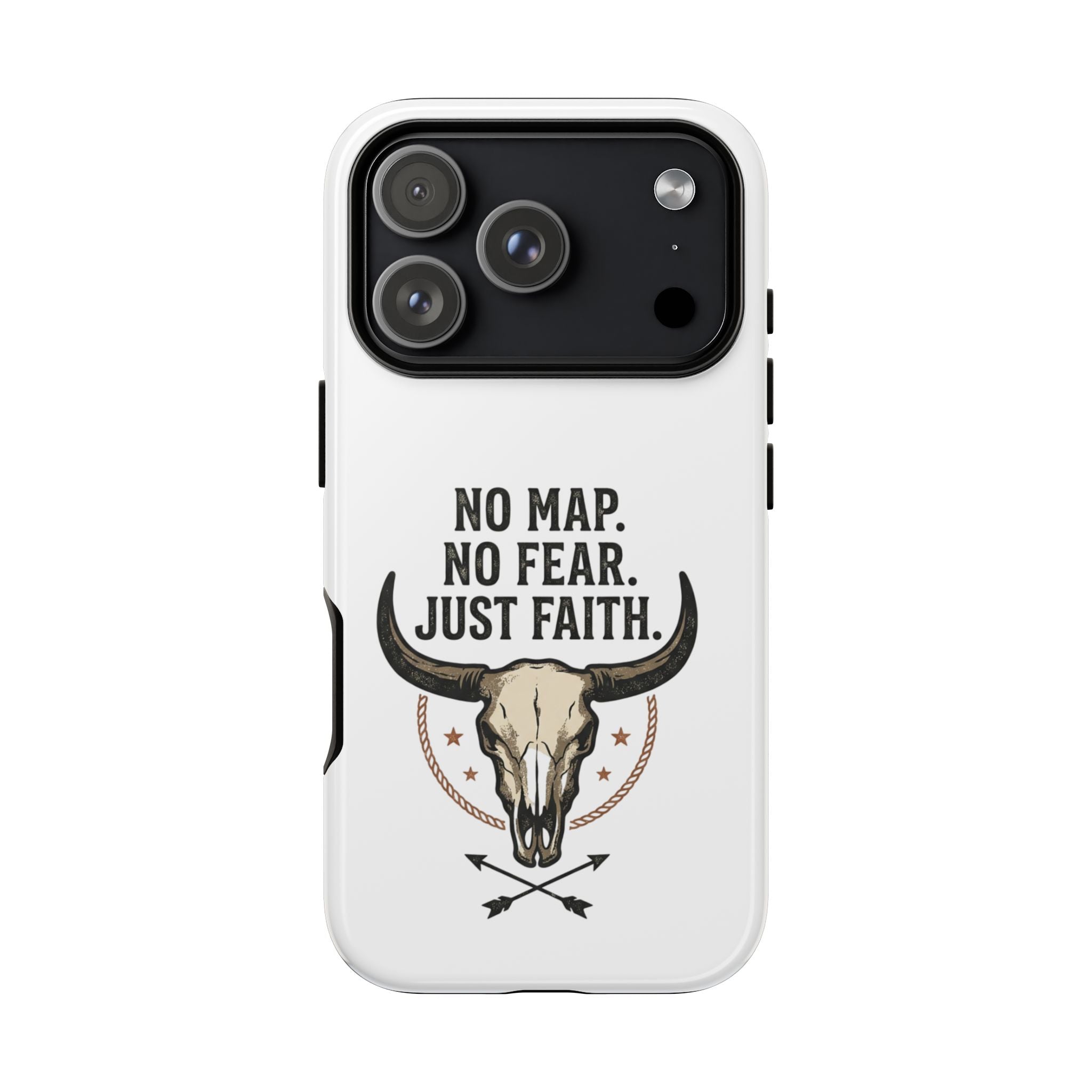 Phone Case — "No Map. No Fear. Just Faith." Skull Design