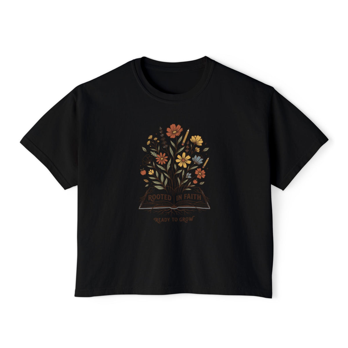 Women's Tee — "Rooted in Faith, Ready to Grow" Floral Graphic