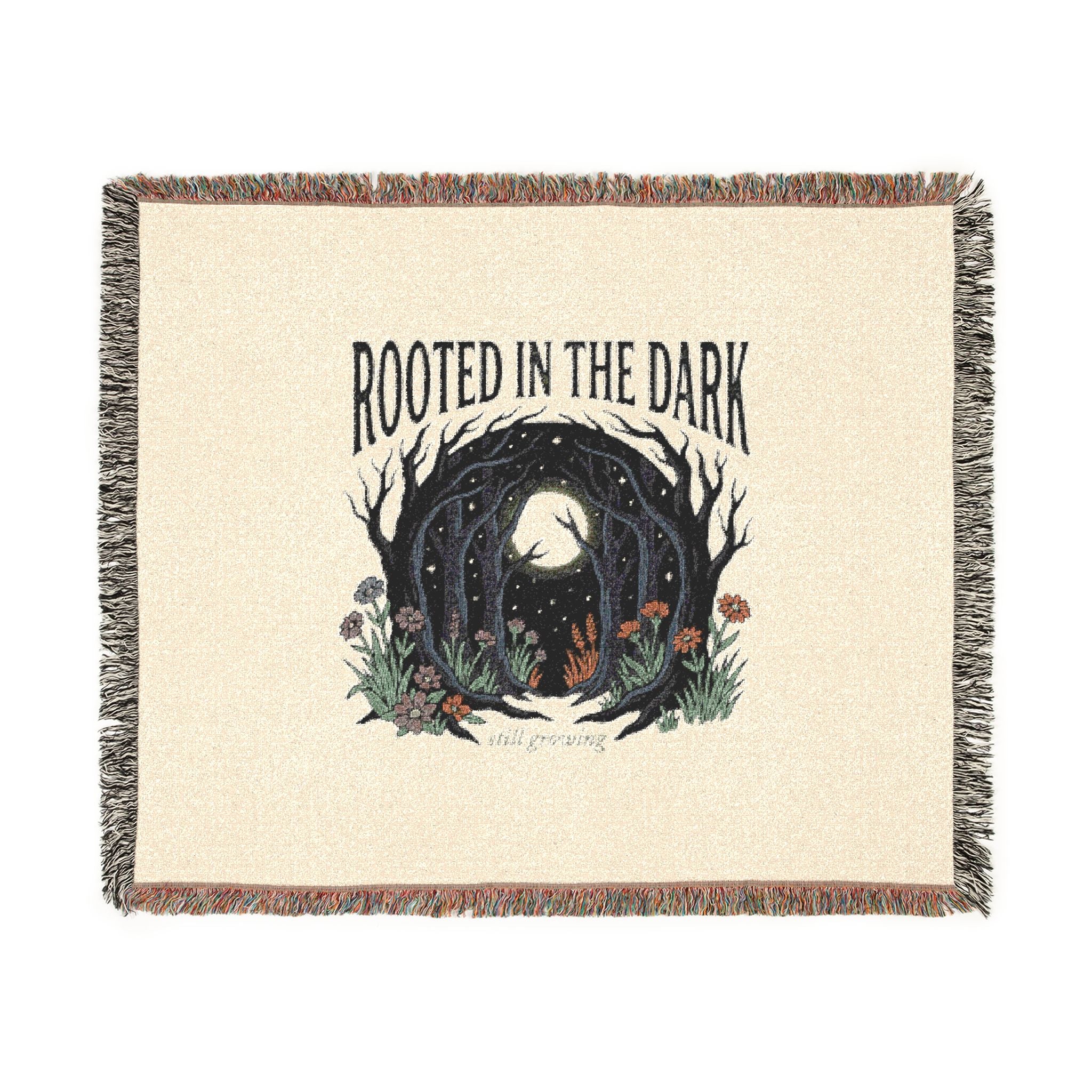 Rooted in the Dark Woven Blanket — Moonlit Forest Throw