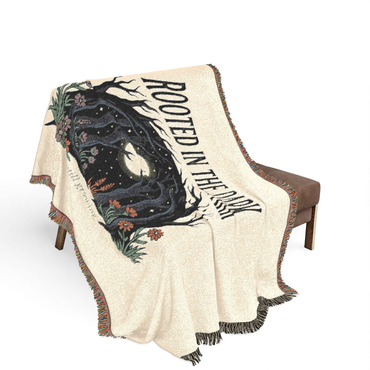 Rooted in the Dark Woven Blanket — Moonlit Forest Throw
