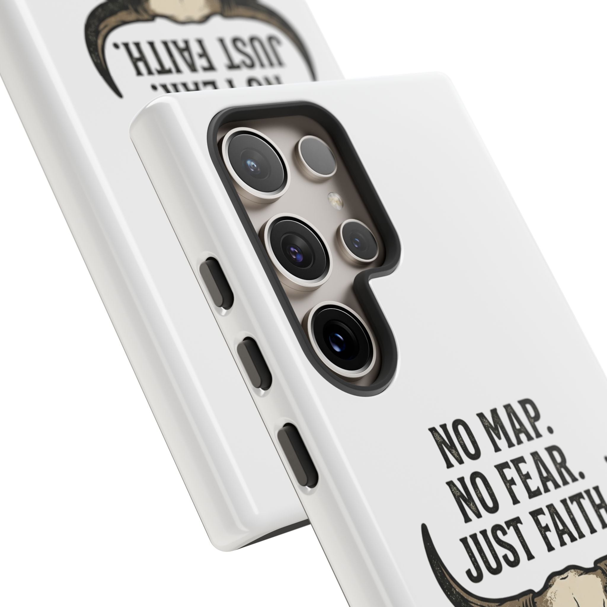 Phone Case — "No Map. No Fear. Just Faith." Skull Design