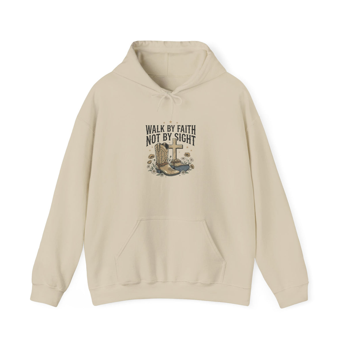 Faith Cowboy Hoodie — "Walk by Faith Not by Sight" Christian Western Sweatshirt