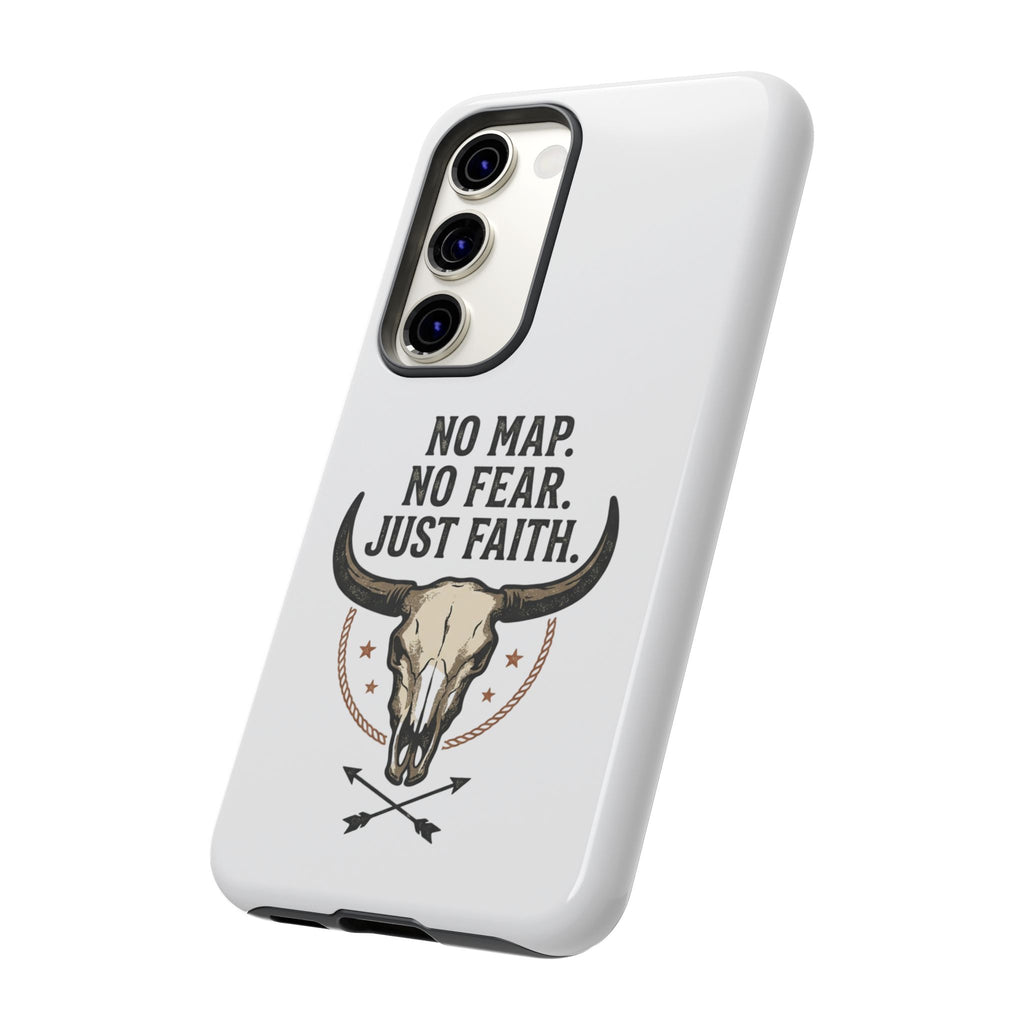 Phone Case — "No Map. No Fear. Just Faith." Skull Design