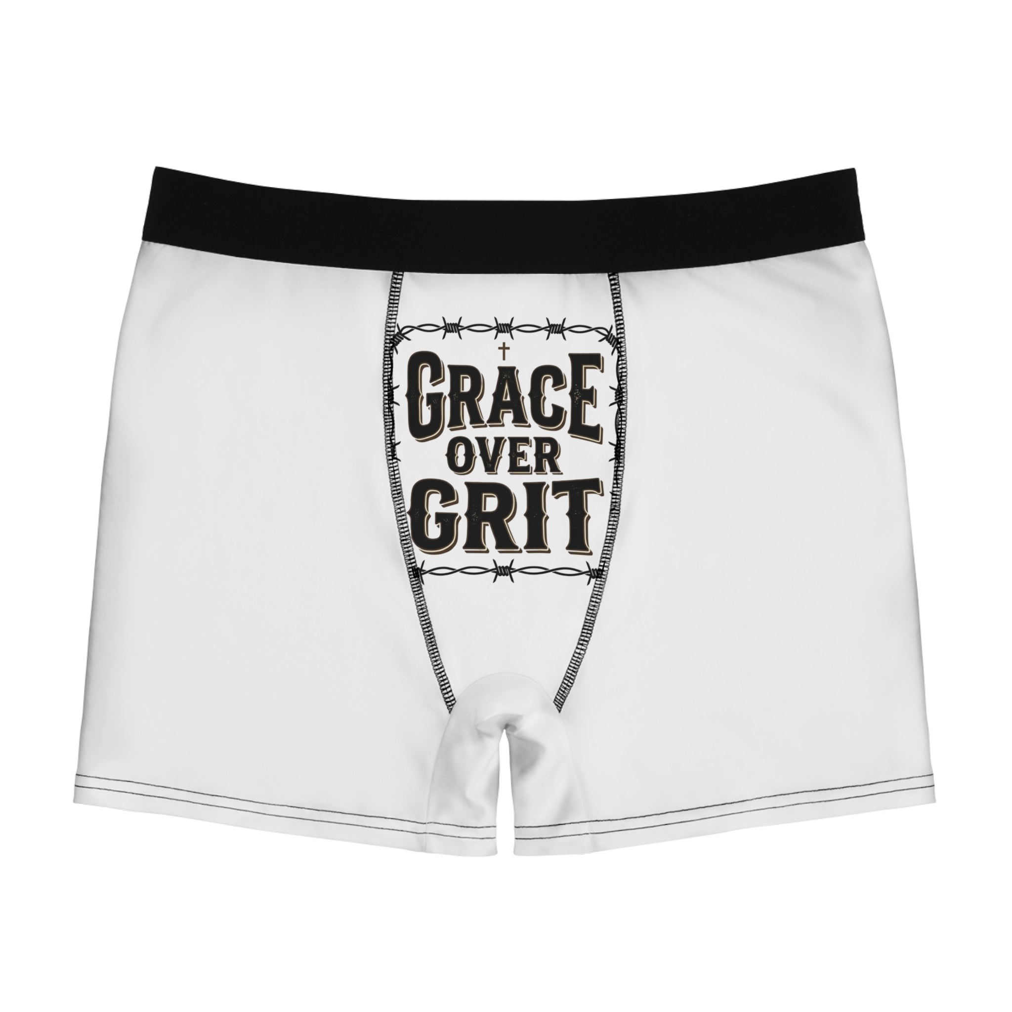 Grace Over Grit Boxer Briefs — Men's Inspirational Printed Underwear