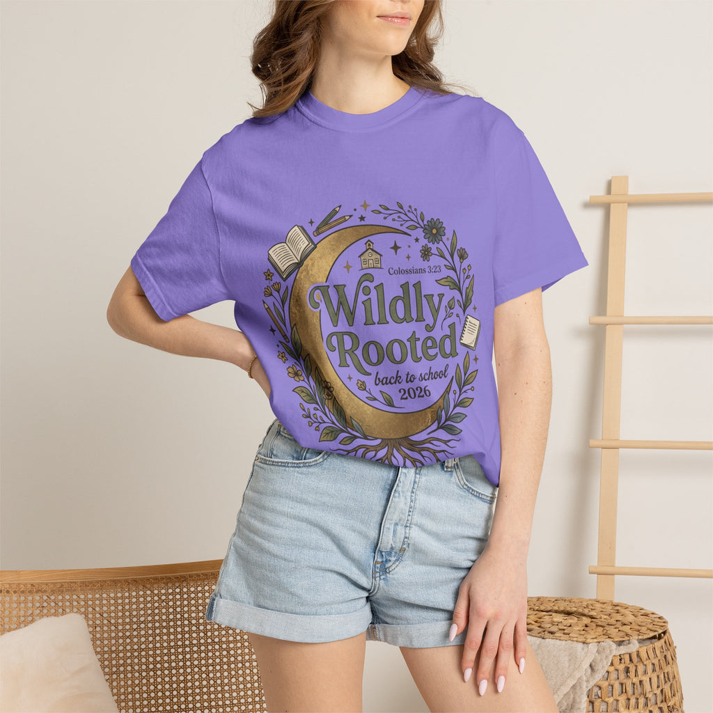 Wildly Rooted Back to School T-Shirt — Botanical Moon Design (2026)