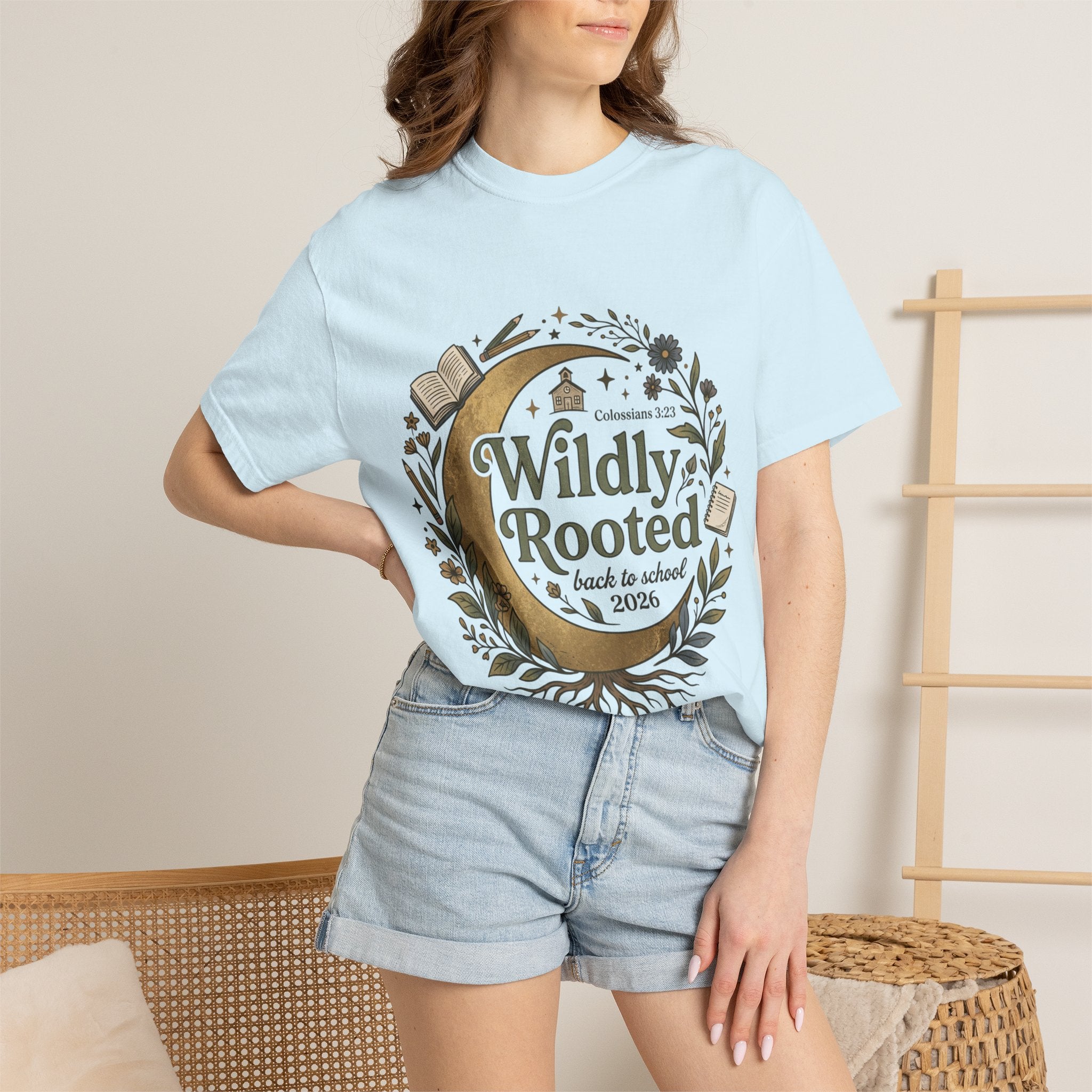 Wildly Rooted Back to School T-Shirt — Botanical Moon Design (2026)