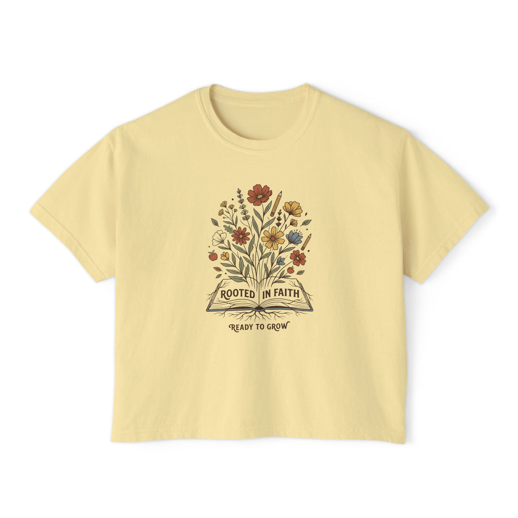 Women's Tee — "Rooted in Faith, Ready to Grow" Floral Graphic