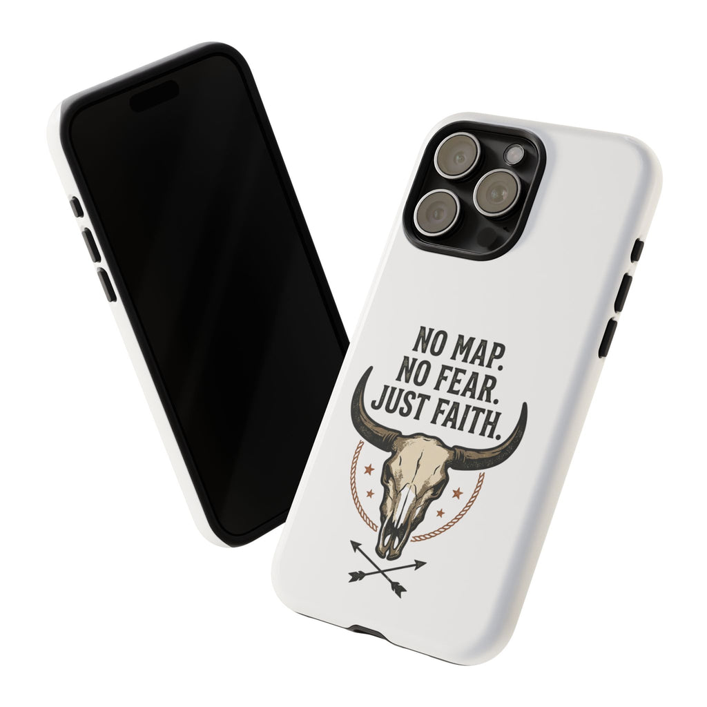Phone Case — "No Map. No Fear. Just Faith." Skull Design