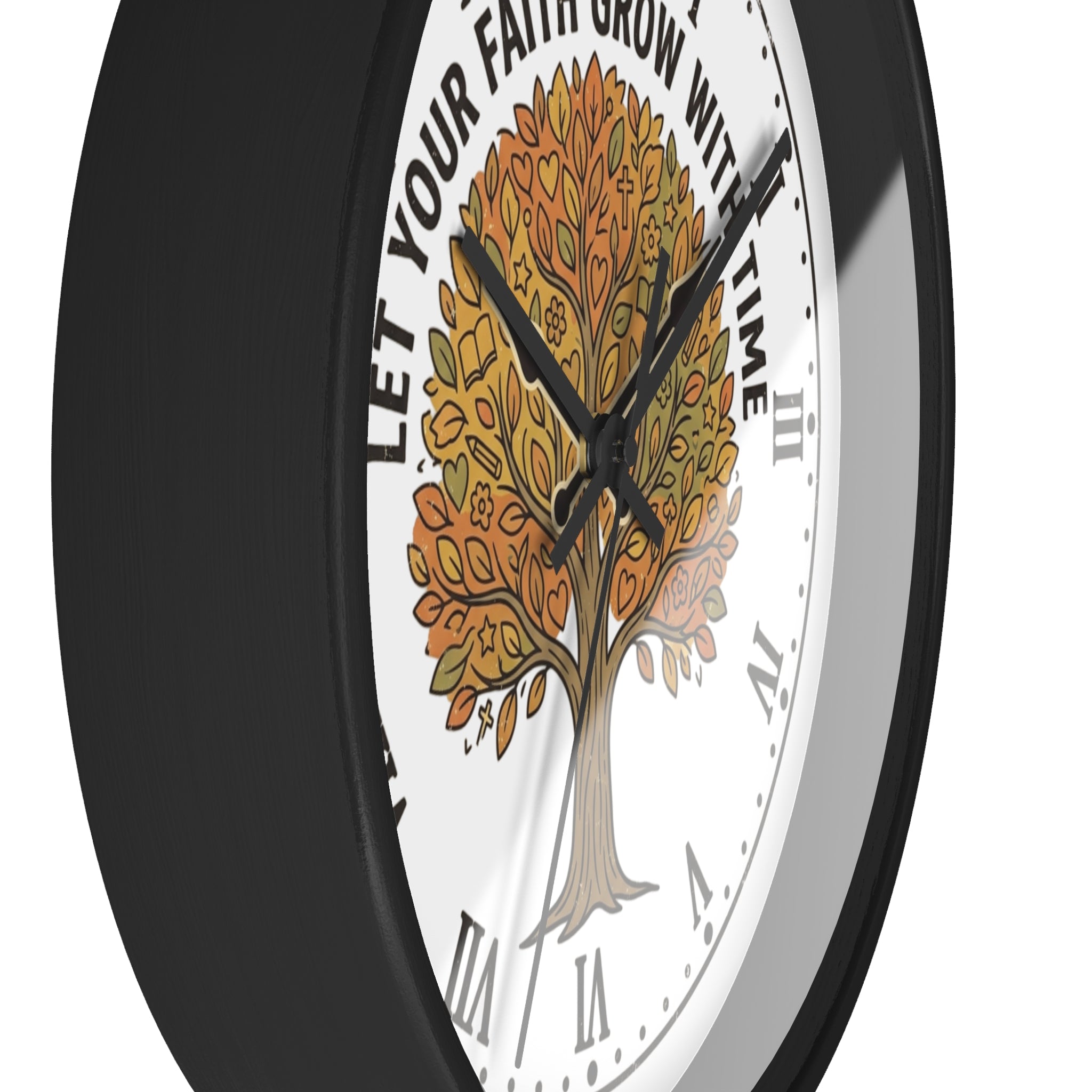 Fall Tree Wall Clock — "Let Your Faith Grow With Time" Inspirational Home Decor
