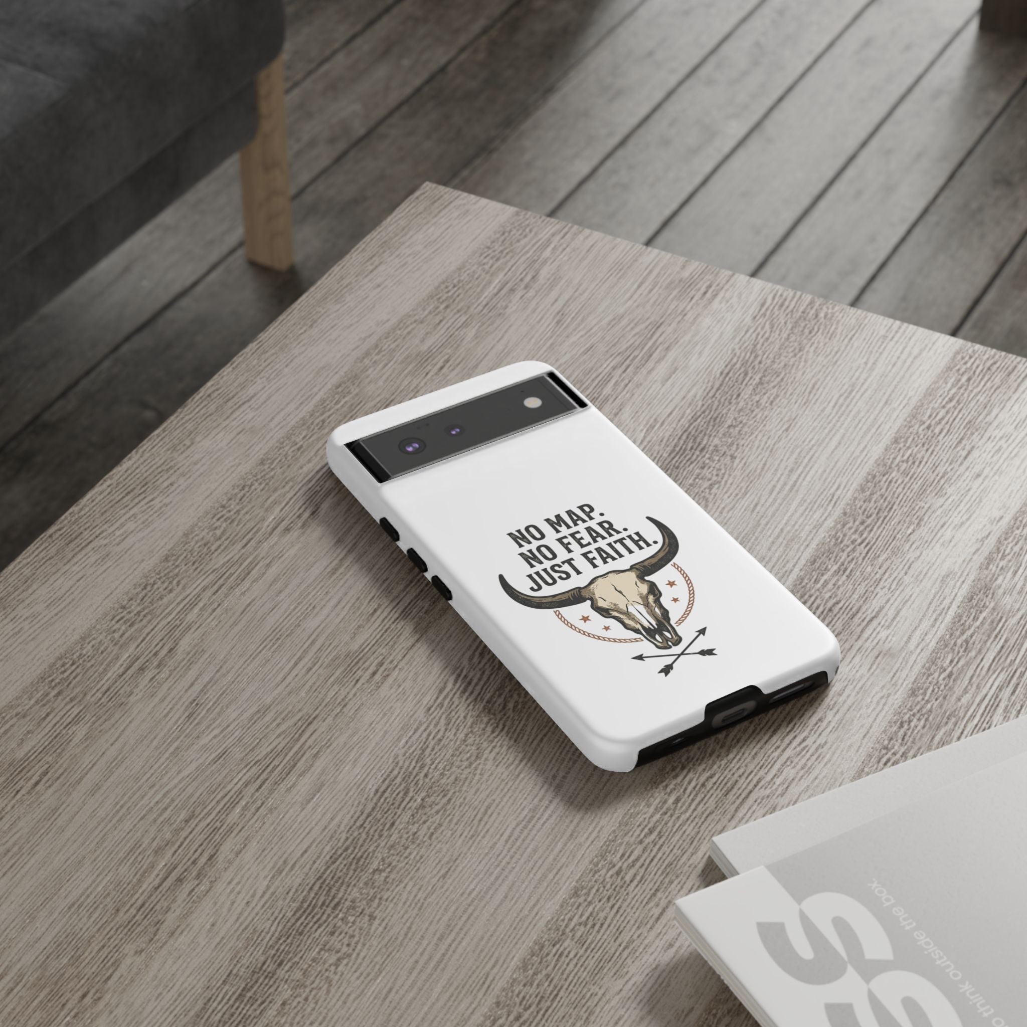 Phone Case — "No Map. No Fear. Just Faith." Skull Design
