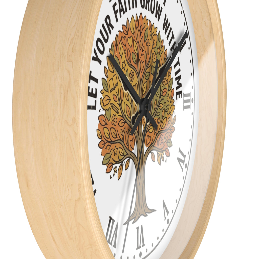 Fall Tree Wall Clock — "Let Your Faith Grow With Time" Inspirational Home Decor