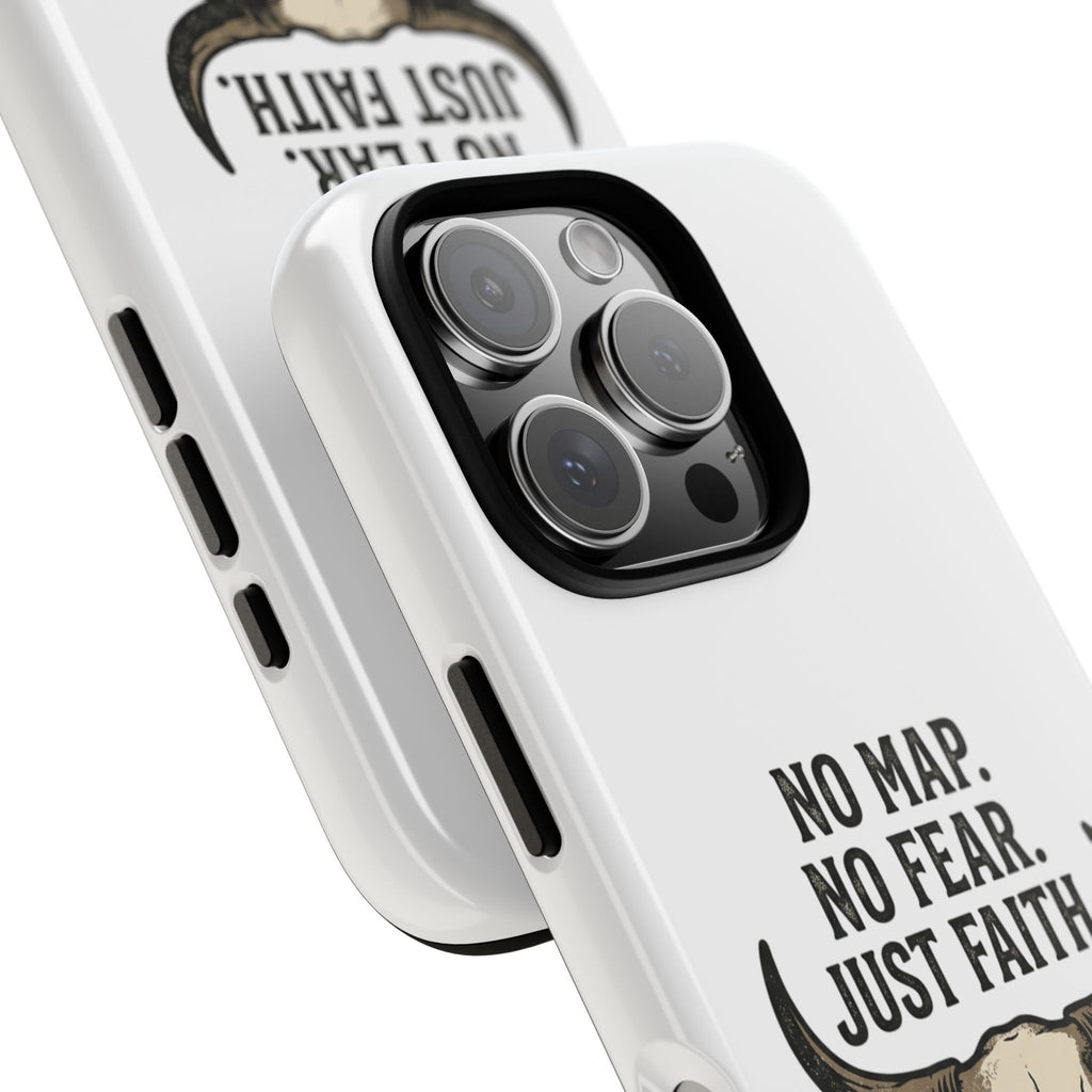 Phone Case — "No Map. No Fear. Just Faith." Skull Design