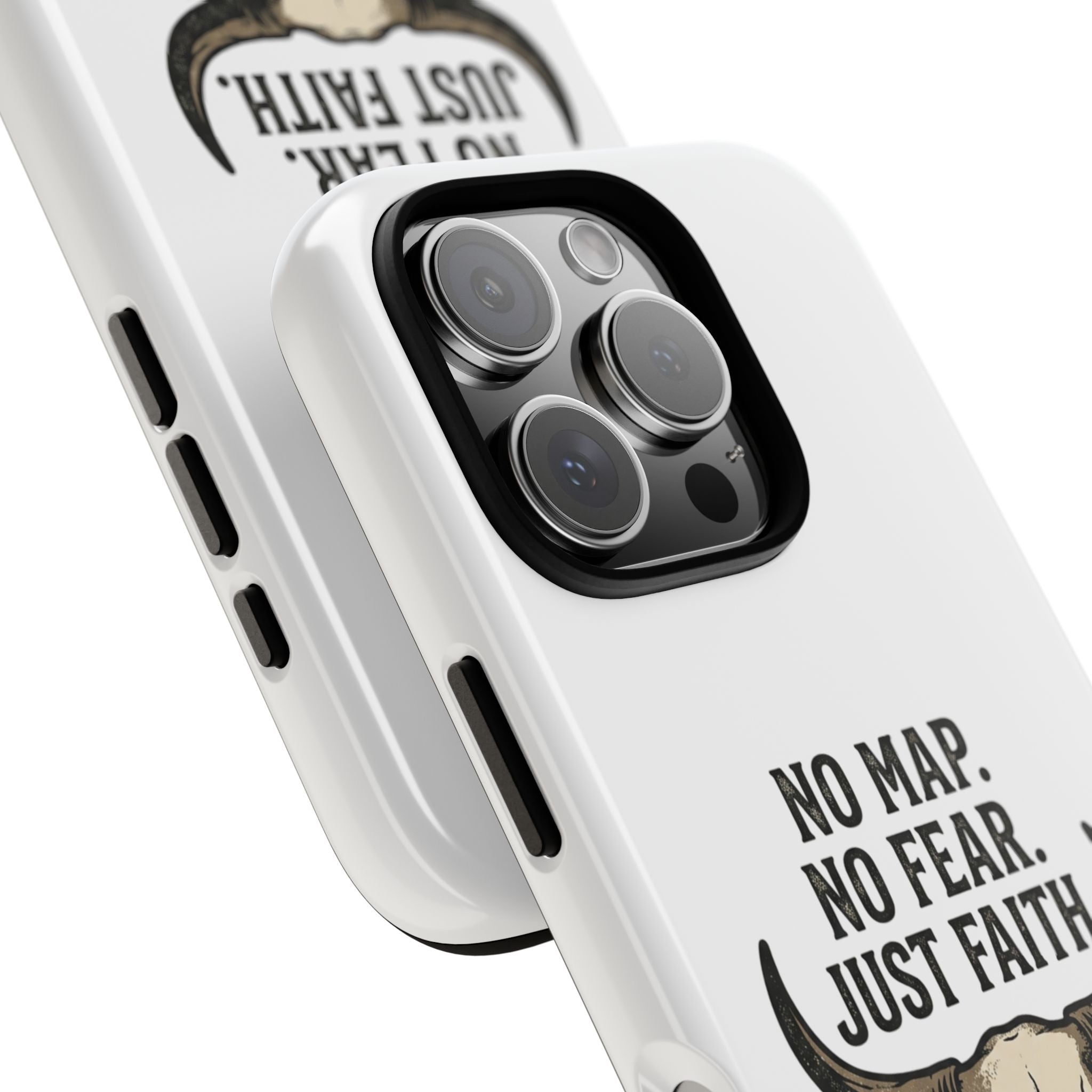 Phone Case — "No Map. No Fear. Just Faith." Skull Design