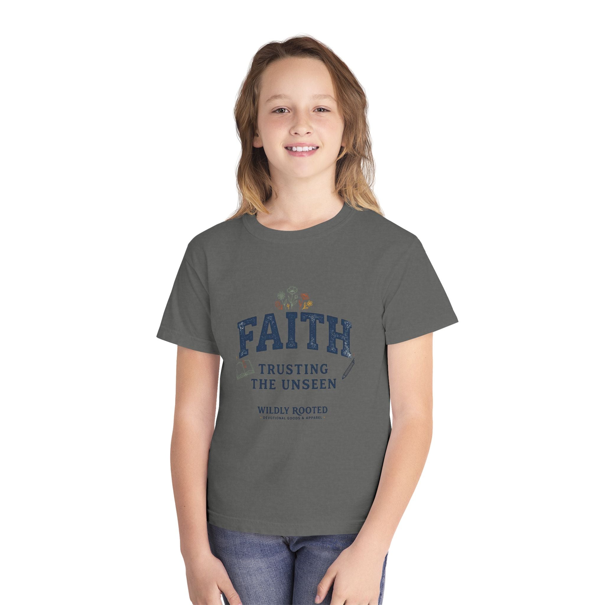 Youth Faith Tee — "Faith: Trusting the Unseen" Inspirational Christian Shirt