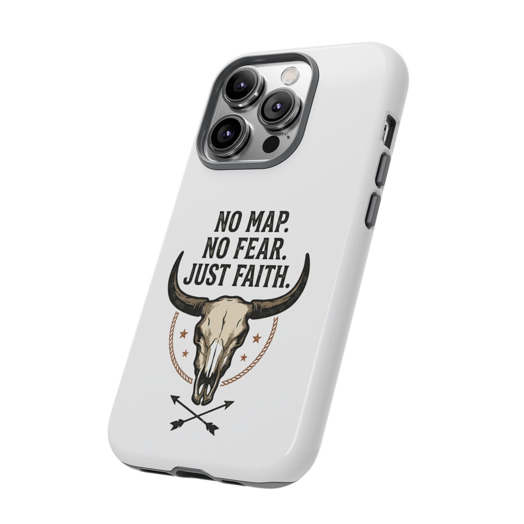 Phone Case — "No Map. No Fear. Just Faith." Skull Design
