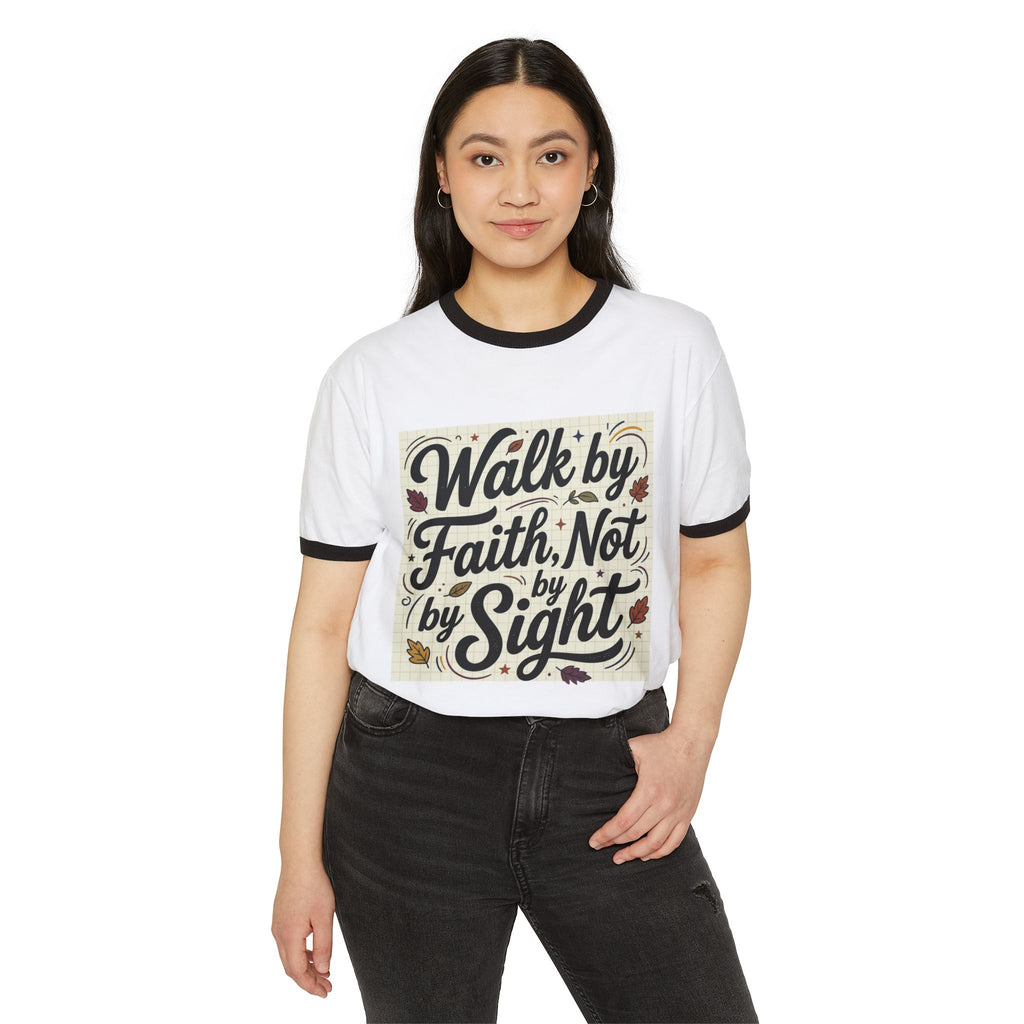 Walk by Faith Ringer T-Shirt — Inspirational Christian Tee