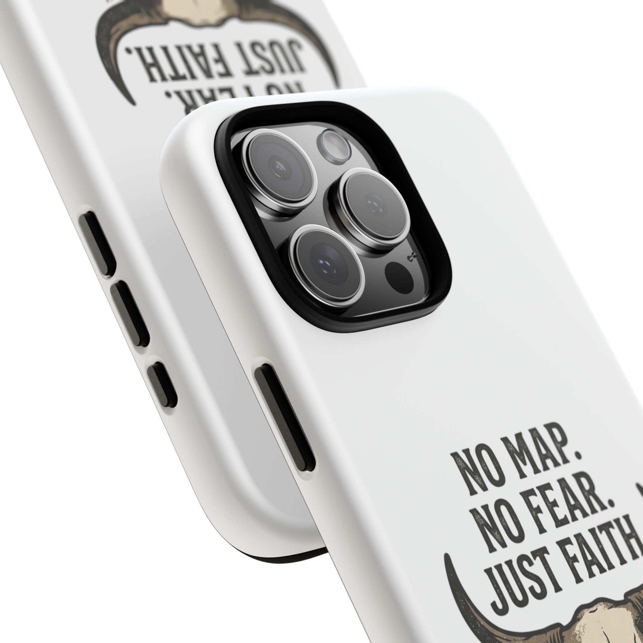 Phone Case — "No Map. No Fear. Just Faith." Skull Design