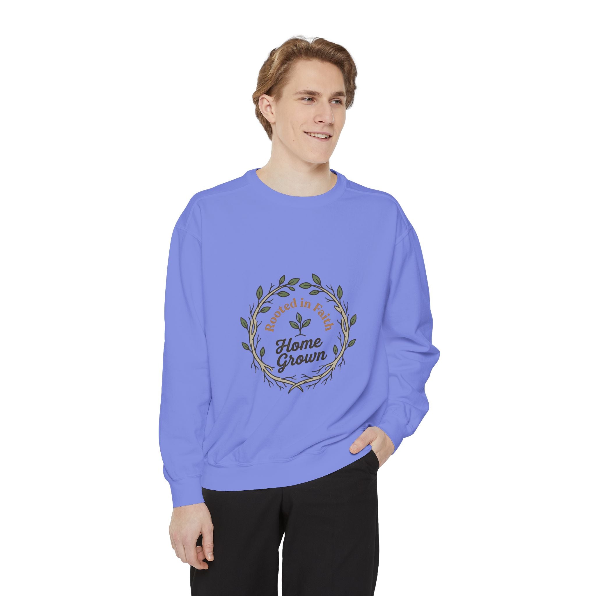Sweatshirt — "Home Grown / Grown with Grace" Floral Wreath Crewneck