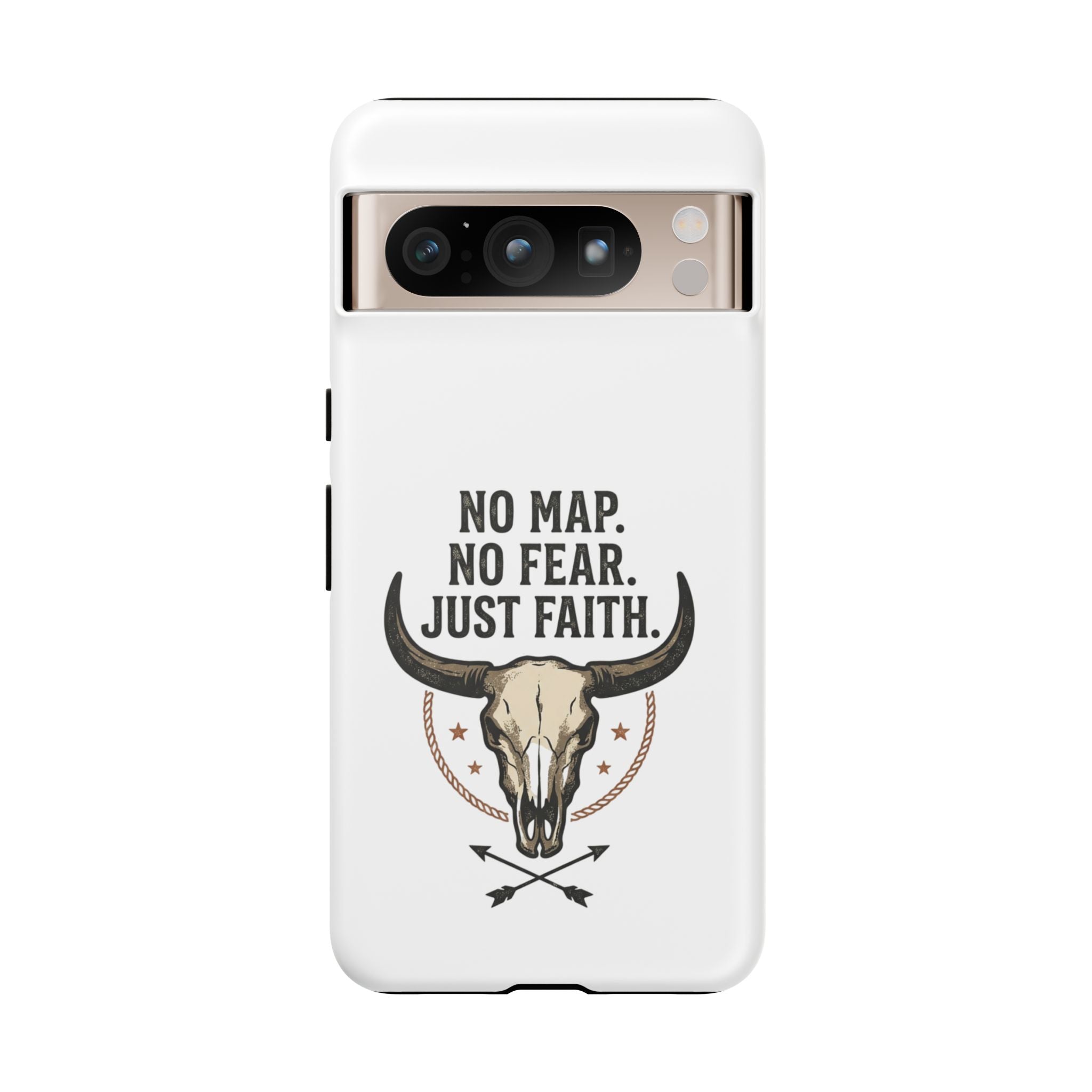 Phone Case — "No Map. No Fear. Just Faith." Skull Design