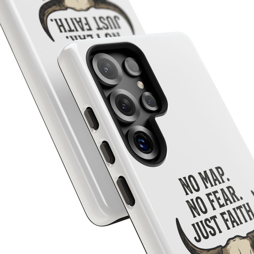 Phone Case — "No Map. No Fear. Just Faith." Skull Design