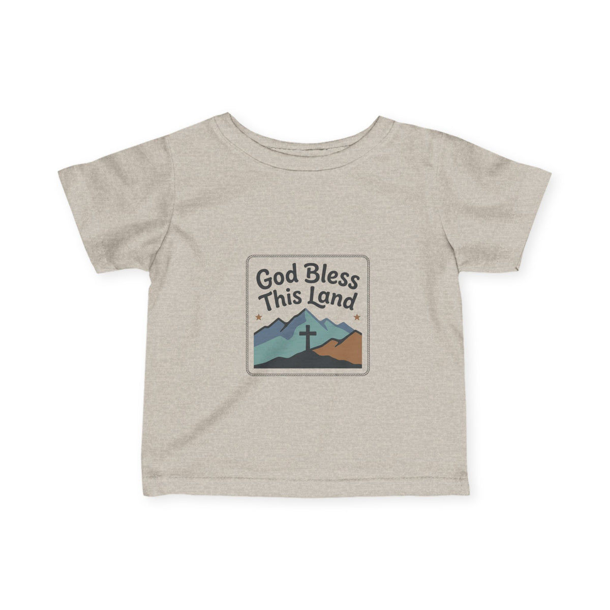 Infant Tee — "God Bless This Land" Mountain Cross Baby Shirt