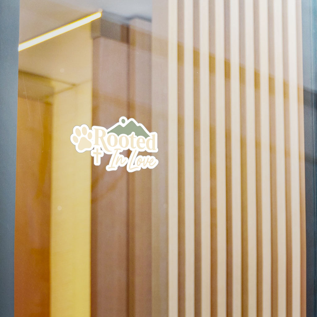 Rooted In Love Paw & Mountain Vinyl Sticker — Kiss-Cut Decal