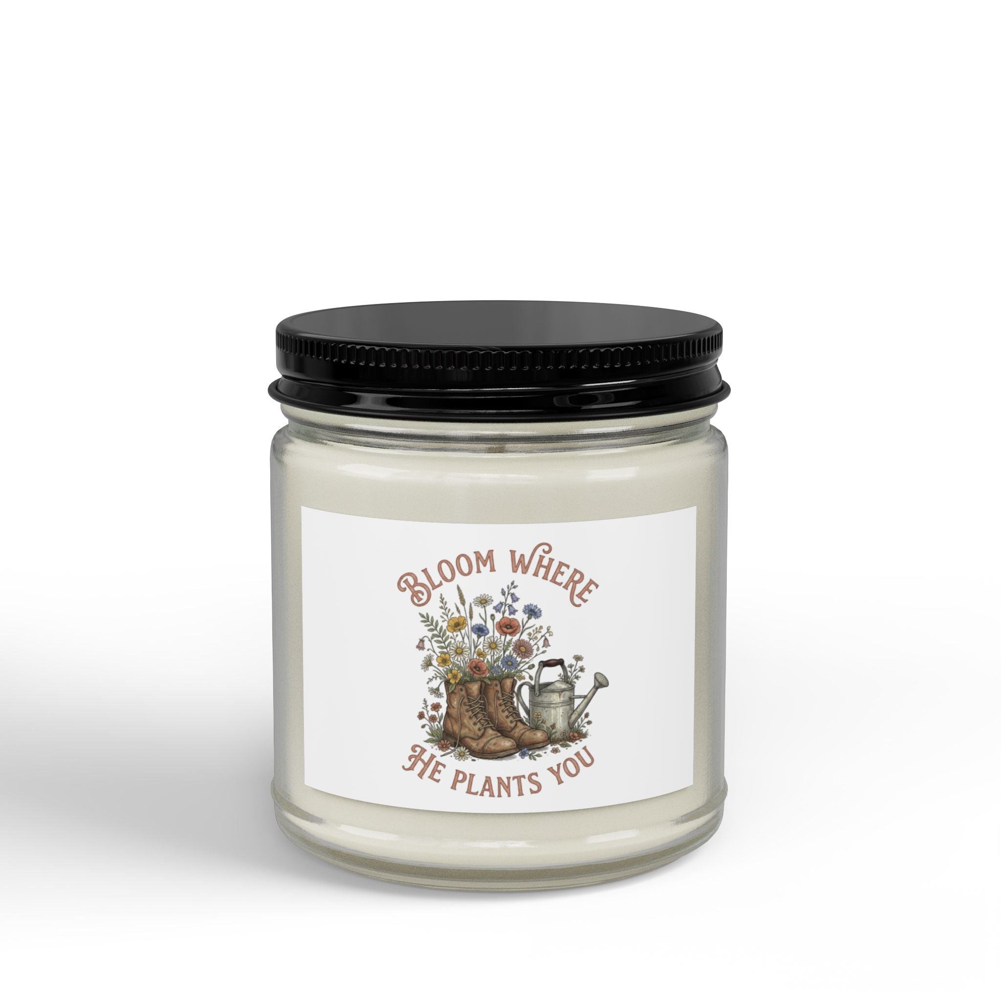 Soy Candle — "Bloom Where She Plants You" Amber Jar (4oz & 9oz)