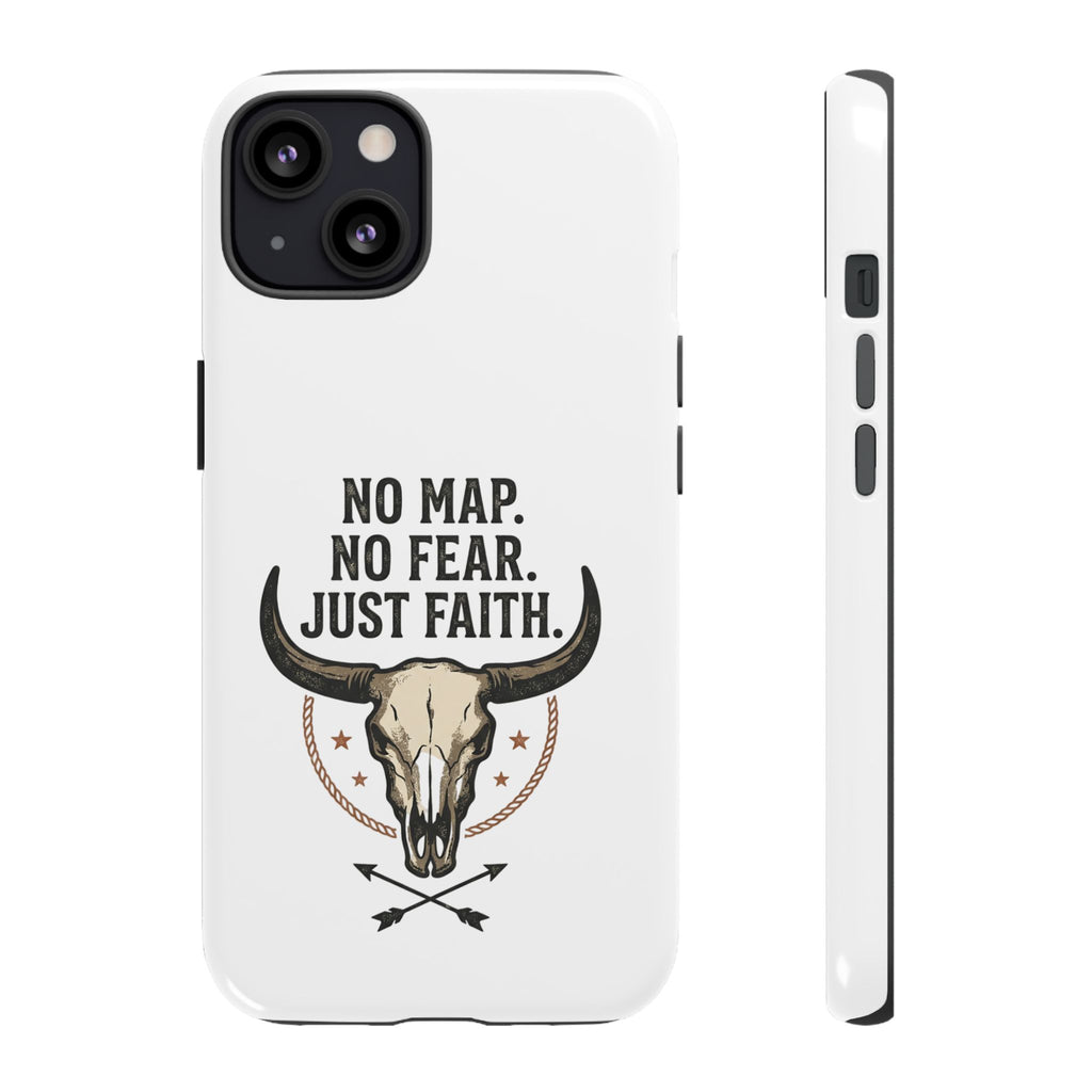 Phone Case — "No Map. No Fear. Just Faith." Skull Design